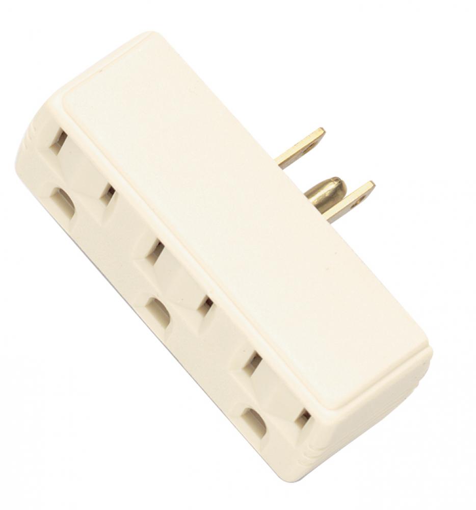 Single To Triple Adapter; Ivory Finish; Polarized; 15A; 125V