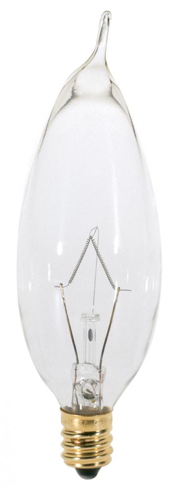 25 Watt CA8 Incandescent; Clear; 2500 Average rated hours; 210 Lumens; Candelabra base; 130 Volt;