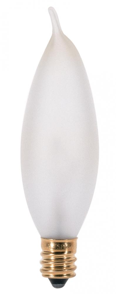 25 Watt CA8 Incandescent; Frost; 2500 Average rated hours; 200 Lumens; Candelabra base; 130 Volt;