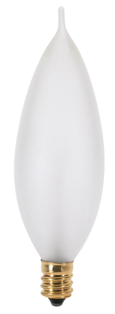 40 Watt CA9 1/2 Incandescent; Frost; 2500 Average rated hours; 350 Lumens; Candelabra base; 130