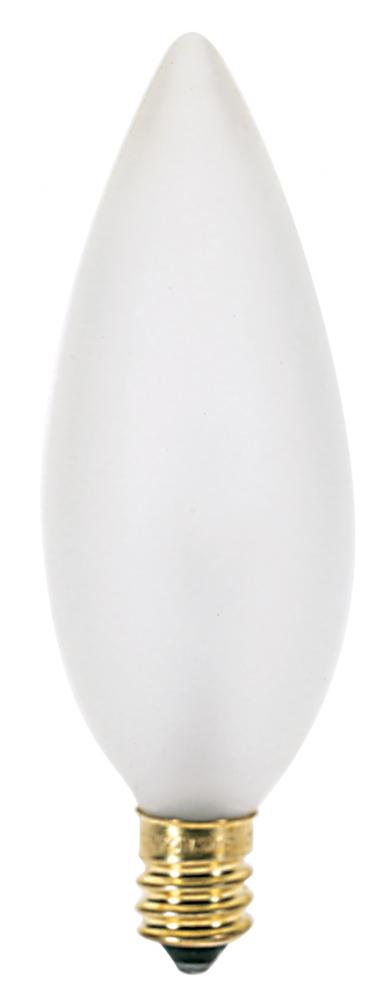 60 Watt B10 Incandescent; Frost; 2500 Average rated hours; 642 Lumens; Candelabra base; 130 Volt;
