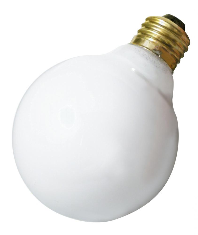 60 Watt G25 Incandescent; Gloss White; 3000 Average rated hours; 600 Lumens; Medium base; 130 Volt