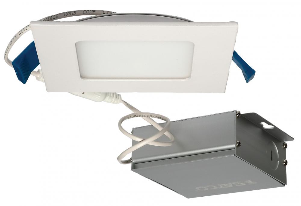 10 watt LED Direct Wire Downlight; Edge-lit; 4 inch; 4000K; 120 volt; Dimmable; Square; Remote