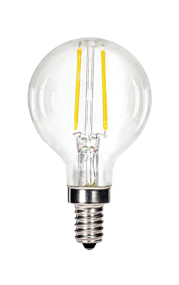 5.5 Watt G16 1/2 LED; Clear; Candelabra base; 3000K; 500 Lumens; 120 Volt