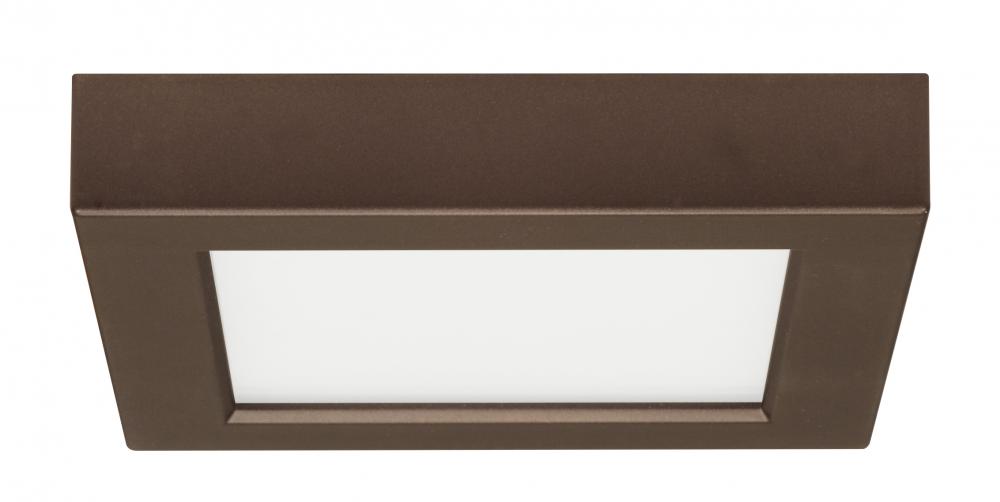10.5 watt; 5.5" Flush Mount LED Fixture; 2700K; Square Shape; Bronze Finish; 120 volts