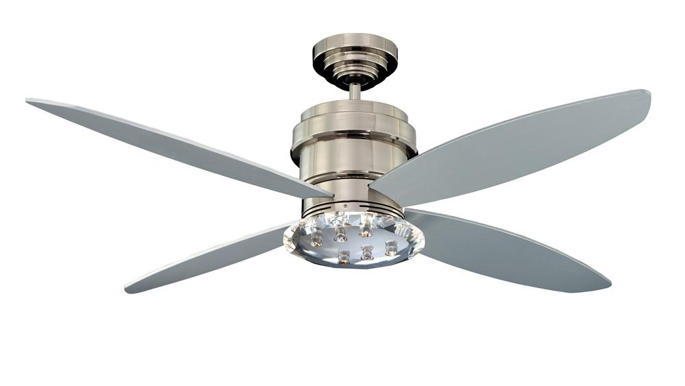 Optica 52 in. Polished Nickel Ceiling Fan with Optic Crystal glass