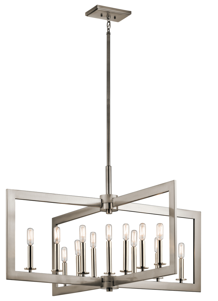 Cullen 38.75" 13 Light Linear Chandelier in Classic Pewter