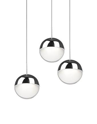 Three LED Pendant Stunning Sphere Shaped Design with Chrome Canopy