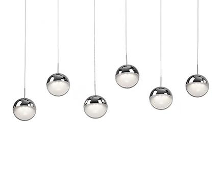 Six LED Pendant Stunning Sphere Shaped Design with Chrome Canopy