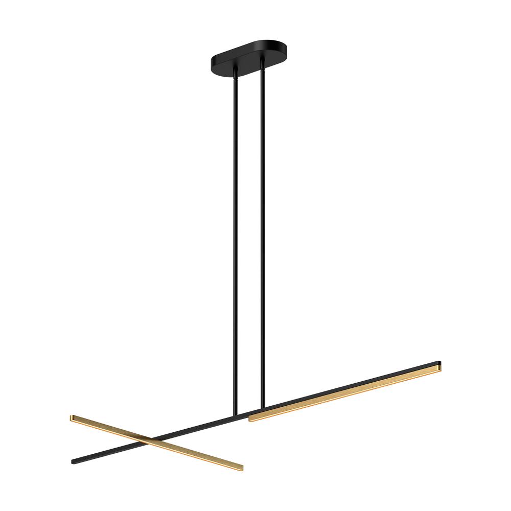 Shift 60-in Black/Brushed Gold LED Linear Pendant