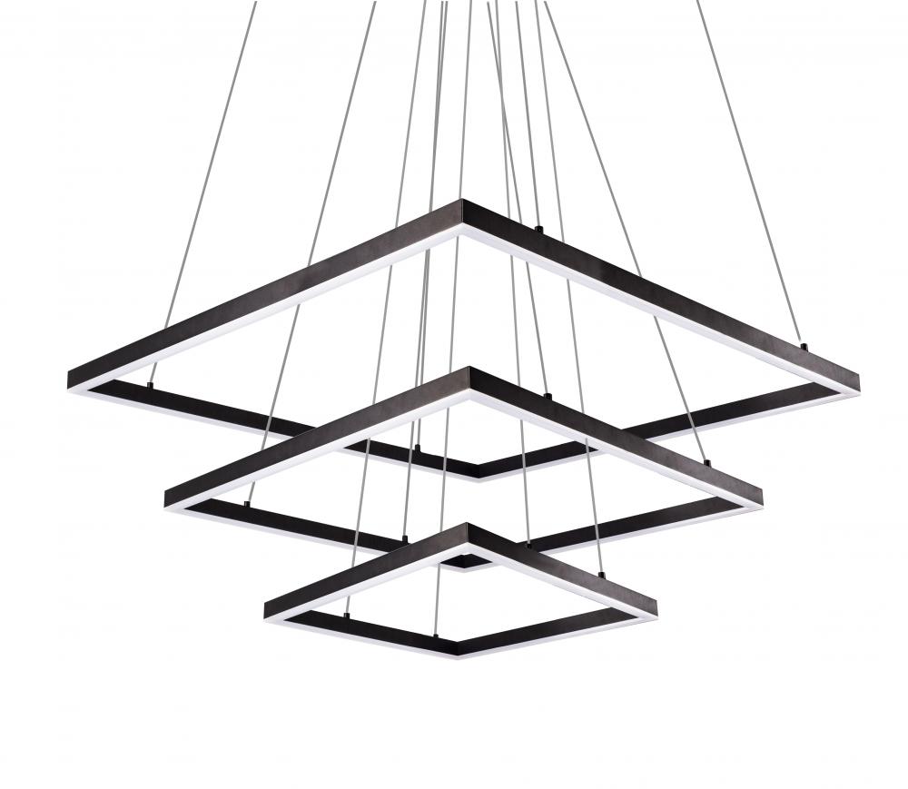 Piazza - Three Tier Square Chandelier with Powder Coated Extruded Aluminum