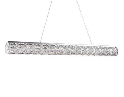 Linear LED Cylinder Pendant with Exquisite Diamond Cut Clear Crystals