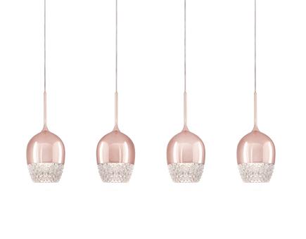Elegant Linear Four LED Multi-Pendant with Downward Wine Glass Shaped Designs
