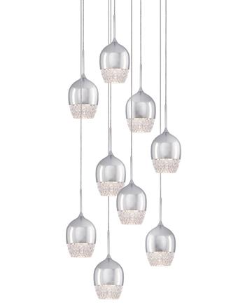 Elegant Round Nine LED Multi-Pendant with Downward Wine Glass Shaped Designs