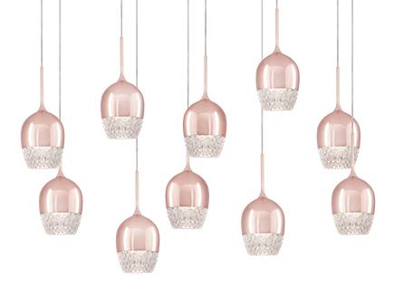 Elegant Linear Ten LED Multi-Pendant with Downward Wine Glass Shaped Designs