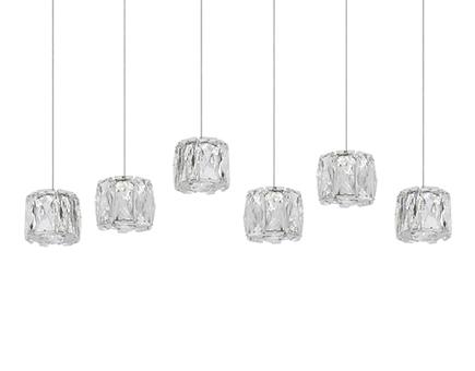 Six Mini LED Multi-Linear Pendant with Exquisite Diamond Cut Clear Crystals