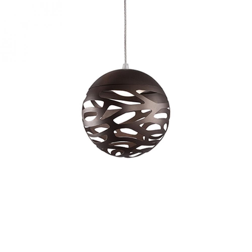 Single LED Pendant with Organic Shaped Laser Cut Metal Sphere Shades