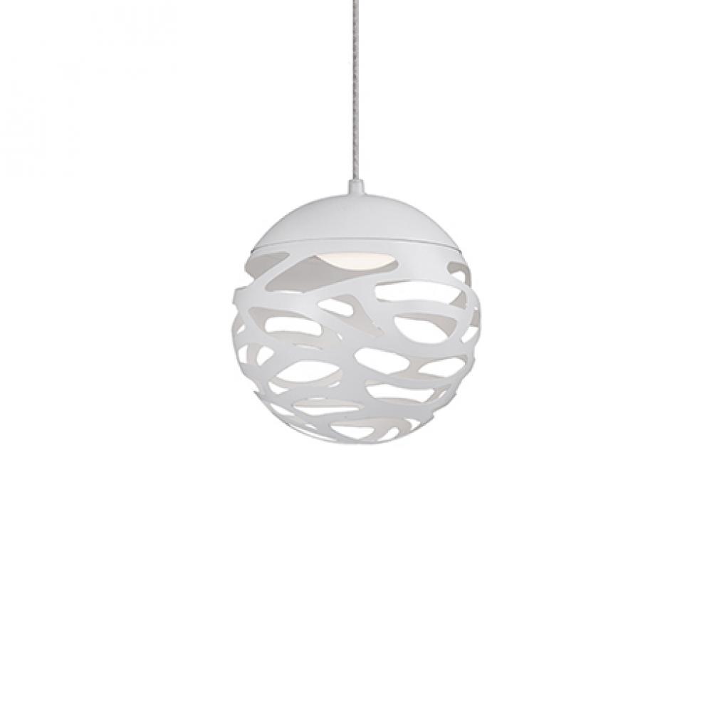 Single LED Pendant with Organic Shaped Laser Cut Metal Sphere Shades