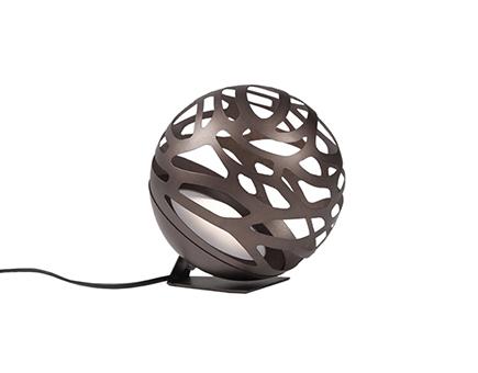 Single LED Table Lamp with Organic Shaped Laser Cut Metal Sphere Shades