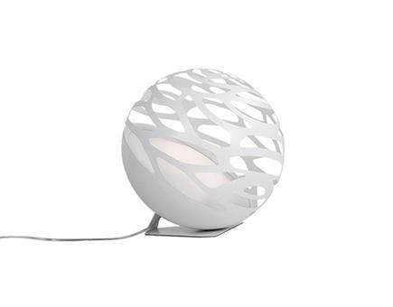 Single LED Table Lamp with Organic Shaped Laser Cut Metal Sphere Shades