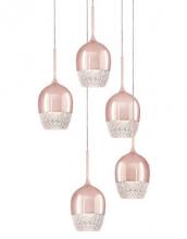 Kuzco Lighting Inc MP12805-RG - Elegant Round Five LED Multi-Pendant with Downward Wine Glass Shaped Designs