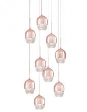 Kuzco Lighting Inc MP12809-RG - Elegant Round Nine LED Multi-Pendant with Downward Wine Glass Shaped Designs