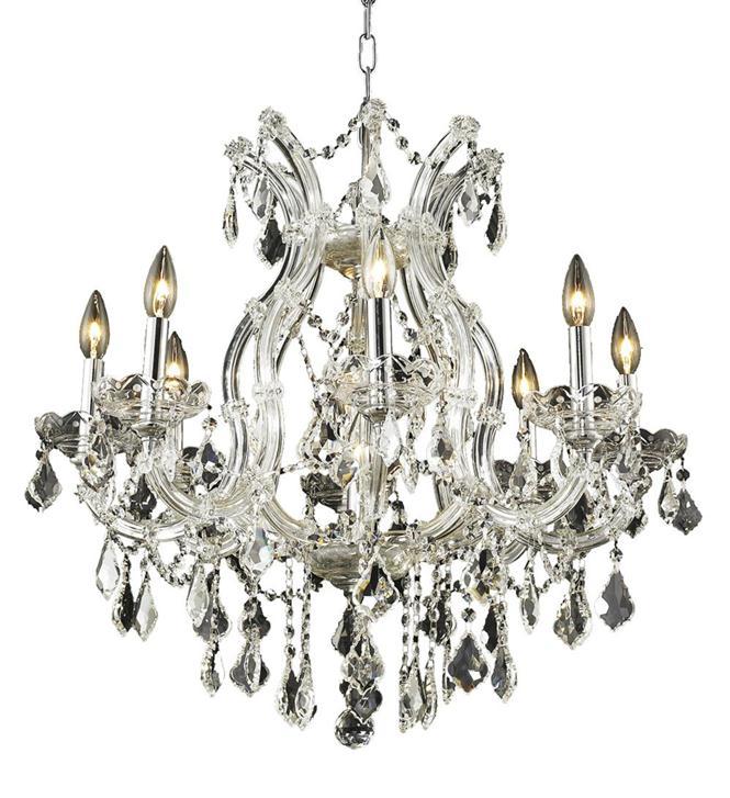 2800 Maria Theresa Collection Hanging Fixture w/ (8) Silver Round Shade D28in H26in Lt:8+1 Chrome Fi