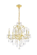 Elegant V2015D24G/SS - St. Francis 6 light Gold Chandelier Clear Swarovski® Elements Crystal