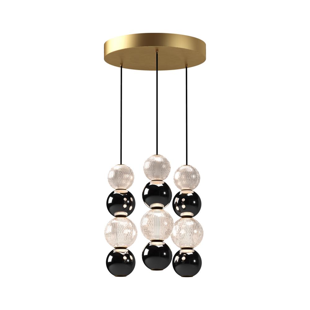 Onyx 3 Head Natural Brass LED Multi Pendant