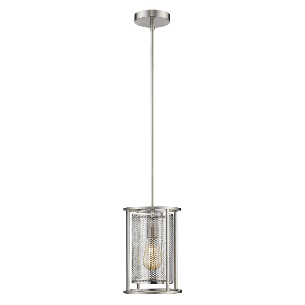 1 LT Mini Pendant w/ Matte Nickel Finish & Metal Cage Shade