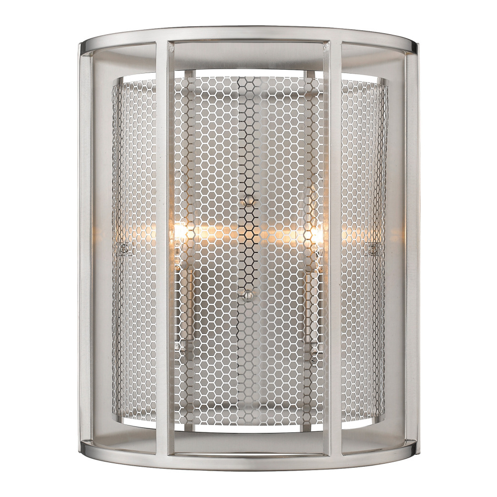2 LT Wall Light w/ Matte Nickel Finish & Metal Cage Shade